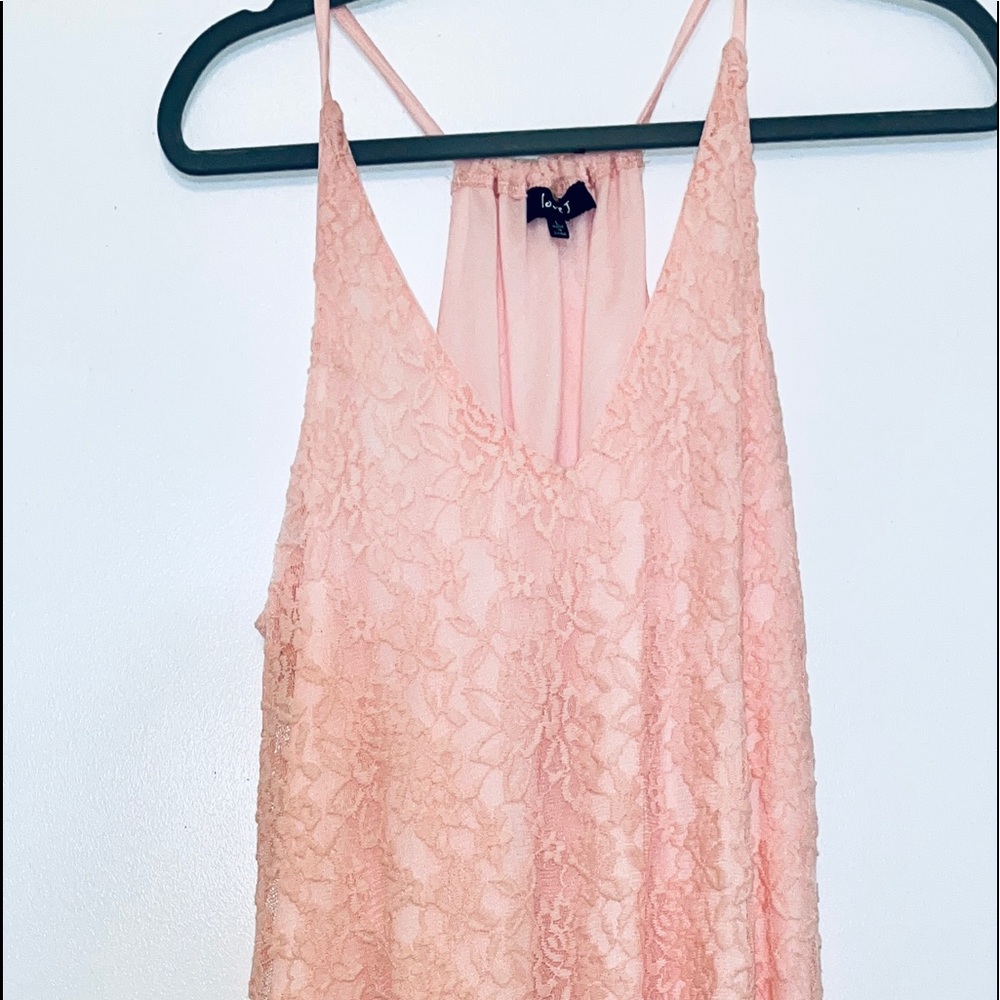 Peachy Pink Racerback Lace Dress L